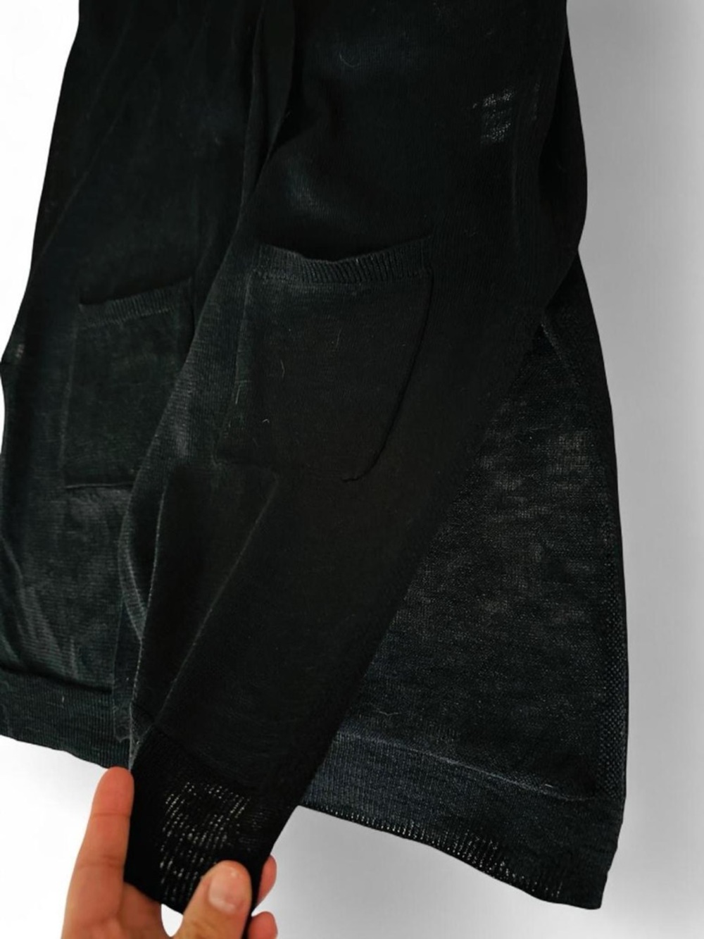 NWT Black Mesh Longline Cardigan with Open front and Pockets Size Medium - Picture 5 of 6
